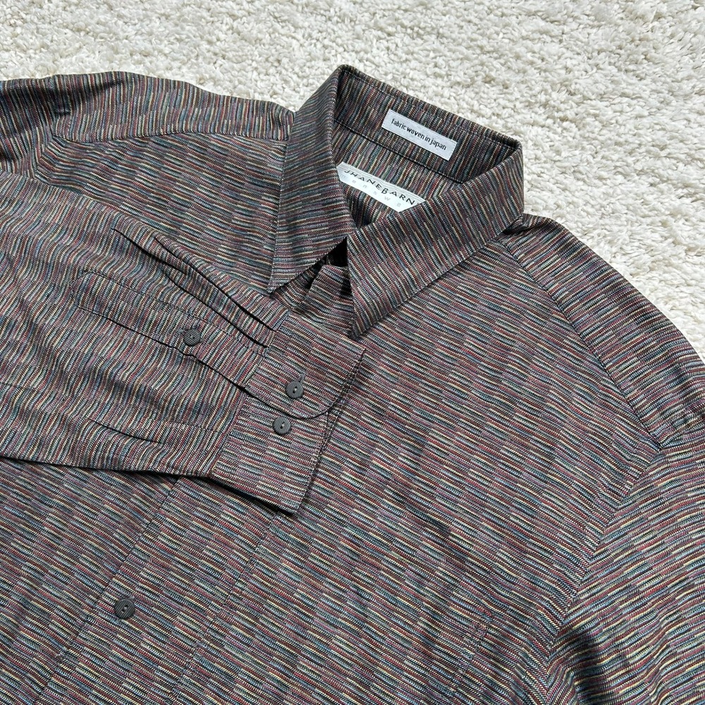 Jhane Barnes Button Down Shirt XL Woven In Japan Striped Long Sleeve